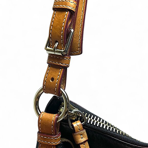 Dooney & Bourke Mckenkie Hobo Black & Brown Leather Bag Zipper, Tassel, Shoulder - Picture 9 of 16